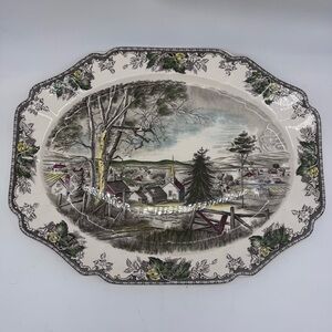 Johnson Brothers Bros FRIENDLY VILLAGE Large Turkey Serving Platter 20" Vintage